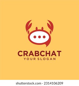 crab logo design with chat or message