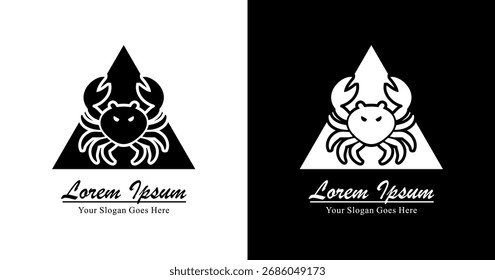 Crab logo design combined with triangle shape