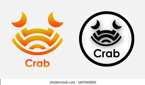 crab logo design with gradient color and black color. vector illustration