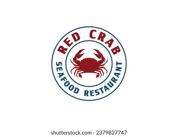 crab logo emlem design vector illustration, handmade