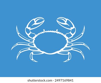 Krabbenlogo. Einzelne Krabbe auf weißem Hintergrund