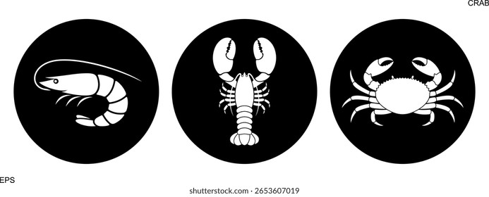 Logotipo do caranguejo. Caranguejo isolado sobre fundo branco. Camarão. Lagosta