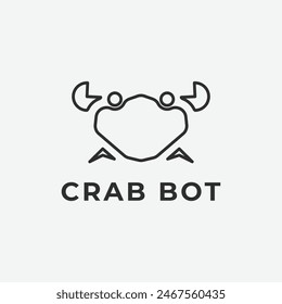 Crab Logo Linie Kunst Einfaches Design, flache Crab Icon Roboter Konzept