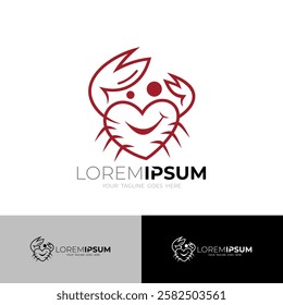 the crab logo and the love icon become one, crab animal lovers