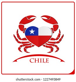 crab logo made from the flag of Chile