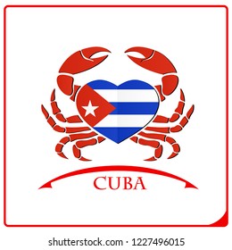 crab logo made from the flag of Cuba