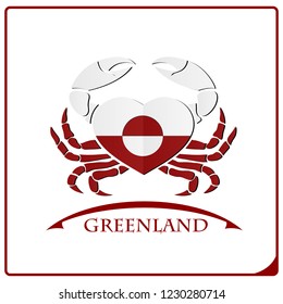crab logo made from the flag of Greenland