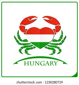 crab logo made from the flag of Hungary