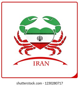 crab logo made from the flag of Iran