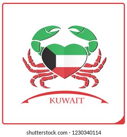 crab logo made from the flag of Kuwait