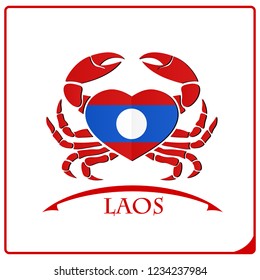 crab logo made from the flag of Laos