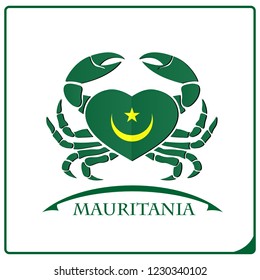 crab logo made from the flag of Mauritania