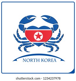 crab logo made from the flag of North Korea
