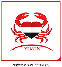 crab logo made from the flag of Yemen