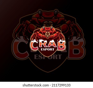 Crab Logo Mascot Vector. Crab Charter Logo For E-Sports Team 