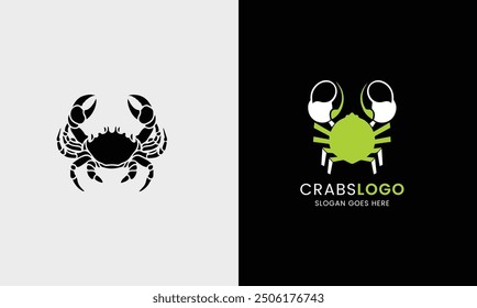 Krabben-Logo, minimalistische Krabbe Symbol Probe Ozean Fisch Restaurant Menü Meer frische Krabbe Lebensmittel Grafik Design Symbol Element