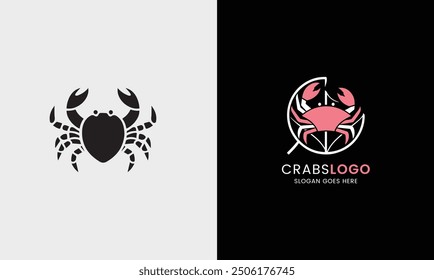 Crab logo, minimalist crab icon sample ocean fish restaurant menu sea fresh crab food graphic design symbol element