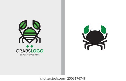 Krabben-Logo, minimalistische Krabbe Symbol Probe Ozean Fisch Restaurant Menü Meer frische Krabbe Lebensmittel Grafik Design Symbol Element
