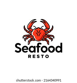 Crab logo. Seafood red crab restaurant logo design icon, red crab mascot cartoon design Illustration vector