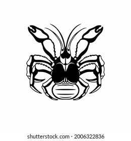Crab Logo Symbol. Stencil Design. Tattoo Vector Illustration.