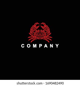 Diseño de vectores con logotipo de cangrejo y marisco lineal geométrico