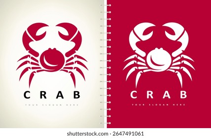 Crab logo vector. Underwater animal