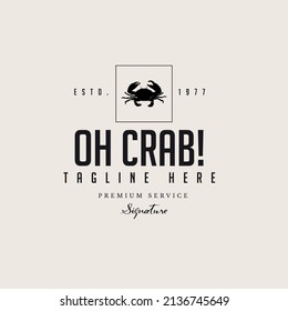 Crab logo, vintage retro vector silhouette icon