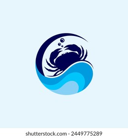 Crab logo with wave concept