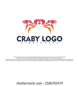 Vorlage für Vektorgrafik-Design von Crab Love-Logos. Modernes Logo-Design.