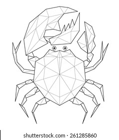 Crab. Low polygon linear vector illustration