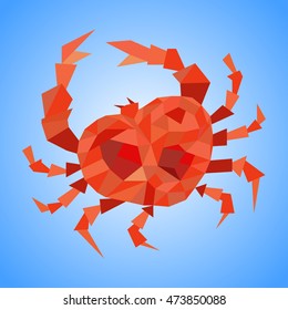 Crab made with triangles and polygons.