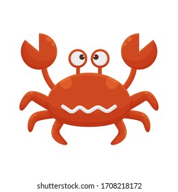 Crab Marine Cartoon Character. Cute Animal Mascot Icon Flat Design. Childrens Wallpaper