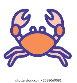 Crab marine life icon illustration