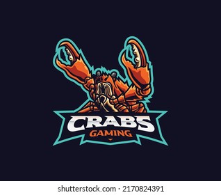 Crab mascot logo design. Red crab vector illustration. Logo illustration for mascot or symbol and identity, emblem sports or e-sports gaming team