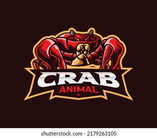 Crab mascot logo design. Red crab animal vector illustration. Logo illustration for mascot or symbol and identity, emblem sports or e-sports gaming team
