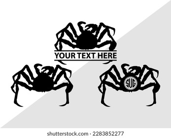 Crab Monogram Vector Illustration Silhouette