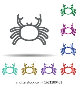 Crab in multi color style icon. Simple thin line, outline vector of seaside icons for ui and ux, website or mobile application