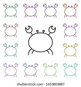 Icono de estilo multicolor cangrejo. Línea delgada simple, contorno vectorial de iconos de verano para ui y ux, sitio web o aplicación móvil