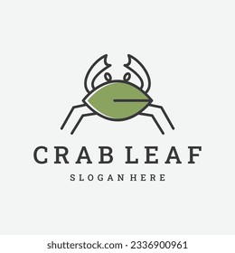 Crab Nature Leaf Logo Design Vector Template .