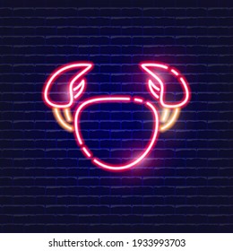Crab neon icon. Glowing Vector illustration icon for mobile, web, and menu design. Seafood concept.