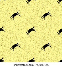 Crab on the beach, seamless pattern