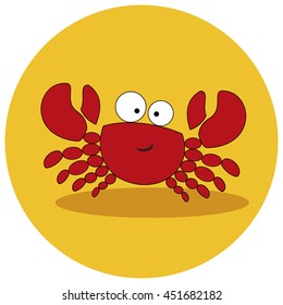 Crab on the beach. Vector illustration.