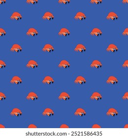Crab on the blue background seamless pattern