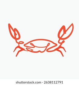 Crab one line drawing. Crab single line illustration. Crab minimalist line art. Crab vector art
