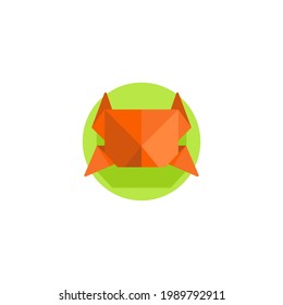 crab Origami Flat Icon Isolated On White Background 