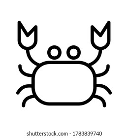 Crab outline icon isolated on white background, Crab line icon, Crab vector illustration for logo, ui, web, apps, banner, poster, brochure, infographic, etc.