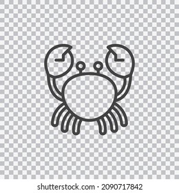 Crab outline icon. Vector isolated on transparent background.