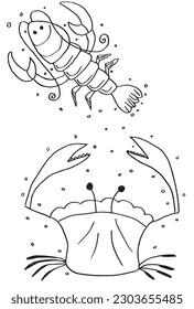 Crab outline illustration image. 
Hand drawn image artwork of shrimp. 
Simple cute original logo.
Hand drawn vector illustration for posters, cards, t-shirts.