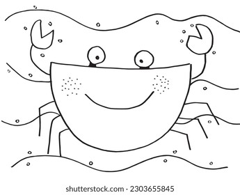 Crab outline illustration image. 
Hand drawn image artwork of shrimp. 
Simple cute original logo.
Hand drawn vector illustration for posters, cards, t-shirts.