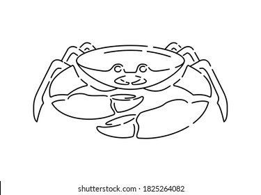 Crab outline illustration for logo, sign or emblem - thin line isolated picture